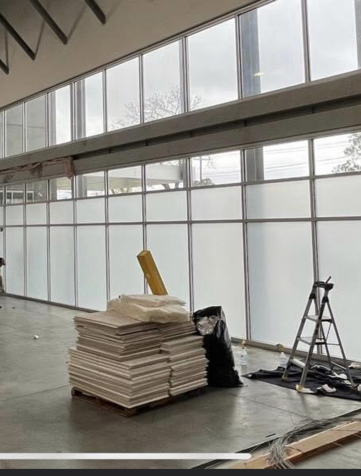 Commercial warehouse with frosted window tinting